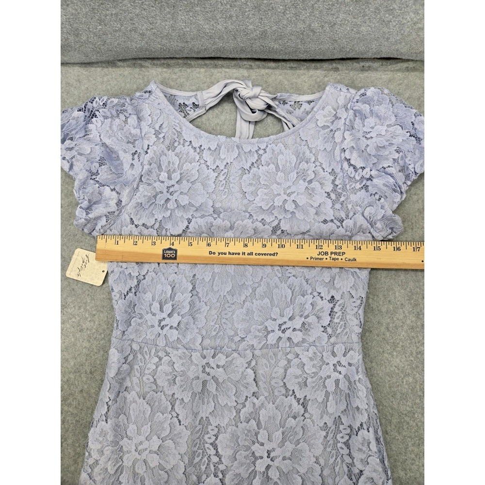 NWT FREE PEOPLE Light Blue HAILEE MINI DRESS  LACE FLORAL Cottagecore M - Picture 10 of 11